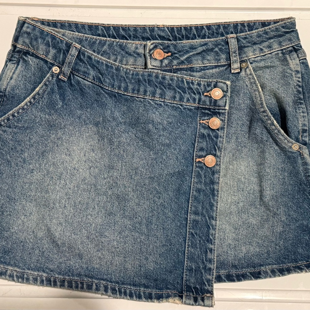 Denim Mini Skirt with Button Details